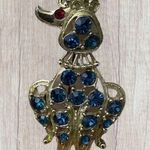 Prissy Poodle Swarovski Crystals Brooch Gold Photo 0