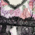 Victoria's Secret  Top Womens S Multicolor‎ Floral Satin Open Lace Back Sexy Photo 2