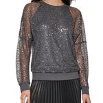 DKNY ★ NWT Sequin Long Sleeve Top - Silver/Gray ★ Photo 0