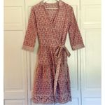 Pomegranateāblock print wrap collared dress size small Pink Photo 2