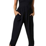 prAna  Fernie Black Women's Crop Smocked Jumpsuit size XL Photo 0