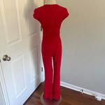 Y2K RED‎ LA FETE BELTED FLARE LEG JUMPSUIT Red Size L Photo 7