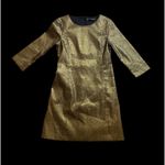 ZARA Trafalac Metallic Bronze/Gold Mini Dress 3/4 Sleeve Size Large Bodycon Photo 6