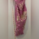 Samsoe Samsoe Pink Kirigami Floral Dapples Ruched Satin Burnout Dress NWT Large Photo 3