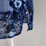 Ecote Blue Sheer Short Sleeve Velvet Floral Top S Photo 6