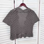 Willi Smith  Boho Cottage Crochet Cardigan Shrug Sweater Taupe Medium Photo 7