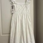 Kensie Embroidered Eyelet Flutter Sleeve Fit & Flare Midi Dress White NWT Photo 3