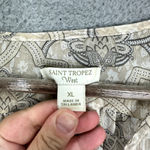 Saint Tropez West  Top Womens XL Beige Geometric Sheer Long Sleeve Boho Whimsical Photo 1