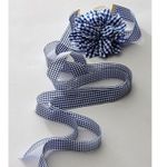 Free People  Spring Summer Picnic Flower Necklace in Blue Gingham Country Dainty Photo 3