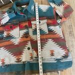 LA MIEL Shirt Jacket Aztec Western Raw Hem Small Blue Photo 3