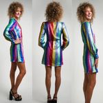 RIXO Ava Rainbow Sequin Stripe Mini Dress Balloon Sleeve Long Sleeve XS Photo 7