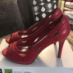 White House | Black Market LAST CHANCE 💄WHBM Open Toe Red Leather Callie Pumps, size 9 Photo 2