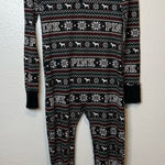 PINK - Victoria's Secret Pink by Victoria’s Secret Fair Isle Dog One Piece Pajamas Union Suit Size Medium Photo 0
