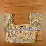 Abercrombie & Fitch  Yellow and Blue Floral Puffy Sleeve Cropped Top Photo 6