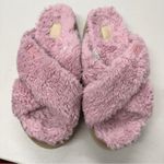 UGG  Pink Fuzz Sugar Cross Slide Sandals Womens 10 Casual Summer Platform Shoes Photo 3