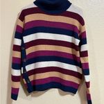 st. john's bay  Striped Turtleneck Sweater with Side Buttons Photo 0