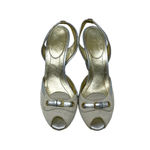 The Original Car Shoe Silver Metallic Canvas Wedge Sandal Size 40.5 US 10.5‎ Photo 1