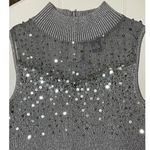 Lauren Michelle Silver Sequin Sleeveless mock neck Top size Medium Photo 5