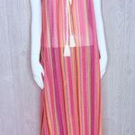 Long knit rope and shell detail beach / pool bathing suit cover up orange OS Yellow Size L Photo 5