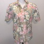 Denim Republic vintage pastel floral short sleeve button down shirt Pink Size 8 Photo 0