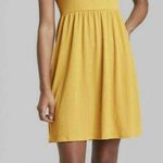 Wild Fable  Tie-Strap Babydoll Textured Knit Dress Mustard Yellow Photo 2