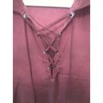 Frame  Women's Lace-Up Silk Blouse‎ Red Collared Long Sleeve XS Photo 3