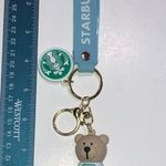 Starbucks  Blue and White Bear Keychain with Wrist Strap or Bag Charm - New Photo 0
