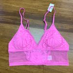 Aerie  Lace Padded Bralette Womens Size Small‎ Floral Hot Pink Adjustable Straps Photo 0