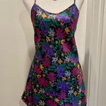American Vintage VTG 90s 80s Inner Most Black Purple Green Multicolor Floral Slip Cami Mini Dress Photo 1