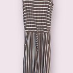Zenana Outfitters Beige & White Striped Jumpsuit with Pockets - size large Photo 0