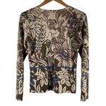 Loro Piana Brown Floral 100% Cashmere Long Sleeve V-Neck Sweater Size 42 Photo 5
