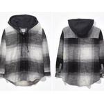 American Eagle AE Oversized Hooded Flannel Shacket Photo 3