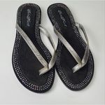 Perla Marre Beaded Black Flip Flops Size 8 Silver Photo 5