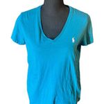 Polo Ralph Lauren Blue V Neck Short Sleeve Shirt Size L Photo 0