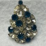 Rhinestone Vintage Pendant Shade of Blue and Clear Stones Rounded Teardrop Shape Photo 2