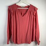 Loft Size L Top Clip Dot Smocked Ruffle V Photo 3