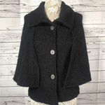Maeve Maeva wool boucle coat cape with stand high neck in black size small Photo 9