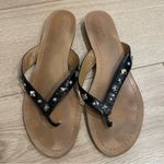 Coach  Shimmer Sandal Black Leather Studded Thong Flip Flop Size 10 Photo 2