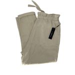 Donna Karan Womens Paperbag Waist Cuffed Linen Pants Morning Dew Medium NWT Photo 1