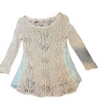 Anthropologie Sylt Boucle Pointelle Pullover Sweater Knitted Knotted Pink croche Photo 4