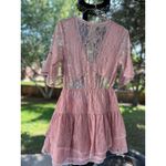Free People New Size L Lala Lace Mini Dress $128 Pink Sexy Boho Chic Festival Photo 14