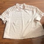 Free People  Orange Ruffle Mock Neck Blouse Photo 0