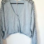 Free People Runaway Crochet Lace Banded Wrap Top in Sky Blue - Size: Extra Small Photo 4
