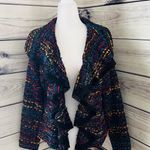 Berek Black Colorful Tweed Ruffle Collar Blazer Jacket Photo 0