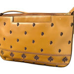 Adrienne Vittadini  Vintage tan top handle purse leather blue embroidered…​ Photo 0