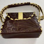 BROWN AND YELLOW LEATHER HAND BAG DETAILS ARE UNIQUE AND CHIC MADE IN PARAGUAY Photo 5