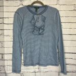 Lauren Ralph Lauren Light Blue Ruffle Long Sleeve Top 1/4 Button S Y2K Crew Photo 0