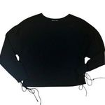 ZARA Black Crewneck Long Sleeve Top Side Lace Up Tie Accents Size Medium Photo 0