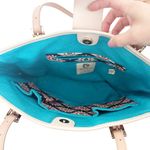 Spartina 449 Blue Orange Cream Leather Linen Tote Shoulder Bag Photo 7