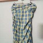 Free People NEW  Brandie Plaid Midi Strapless Medium Blue Academia Ruched Boho Photo 3